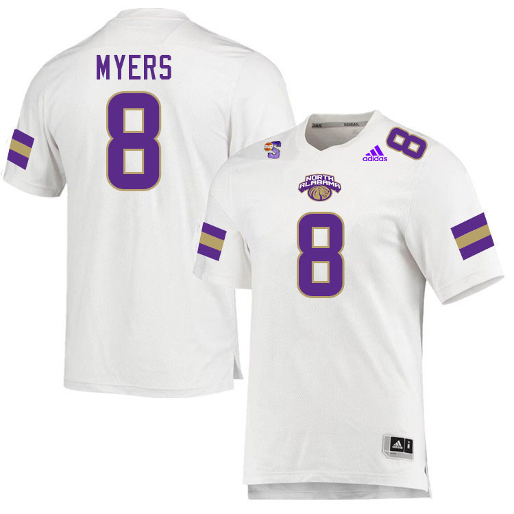Men-Youth #8 Shaun Myers North Alabama Lions 2023 College Football Jerseys Stitched Sale-White